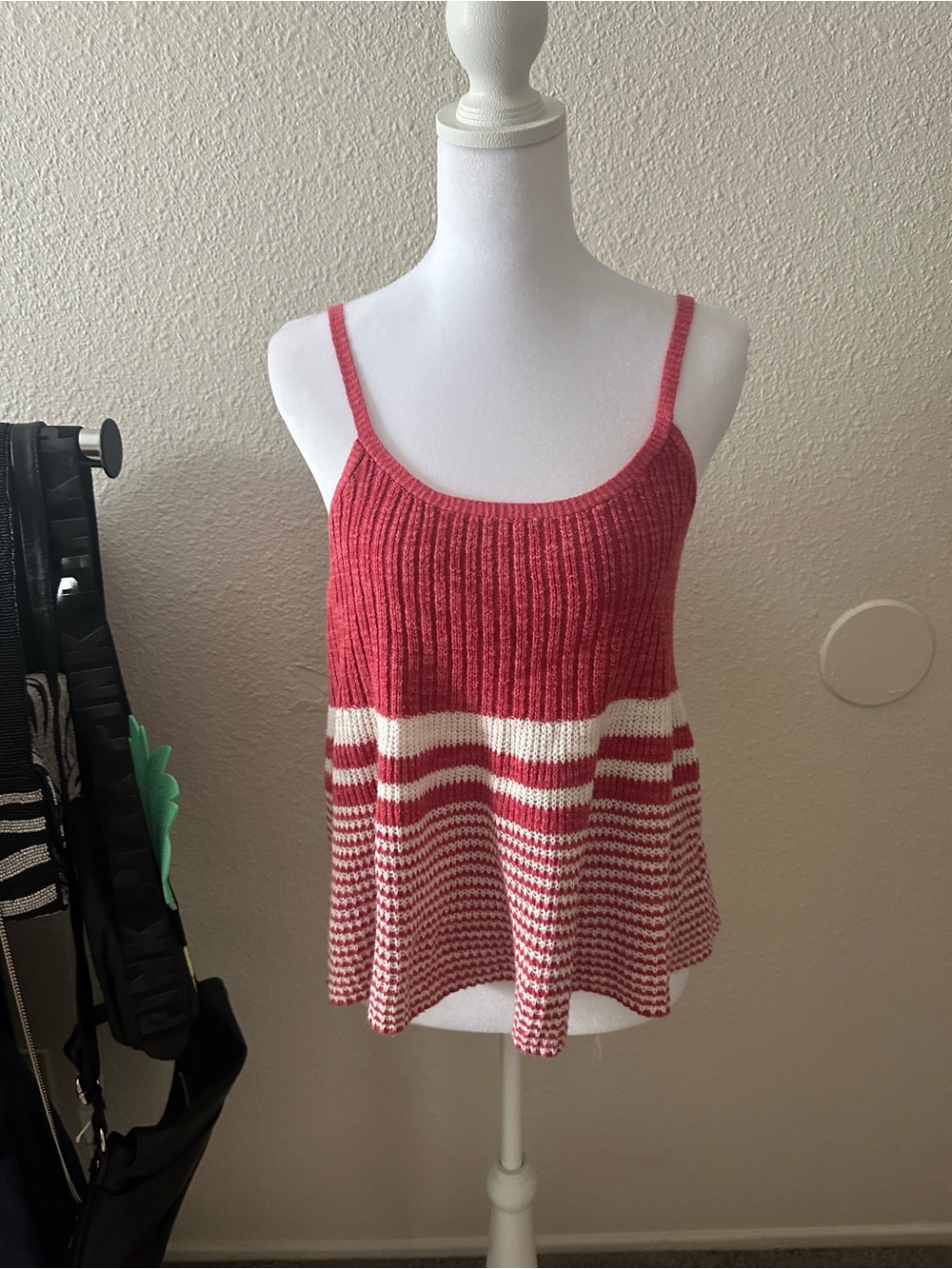 Anthropologie pink and Cream Striped Knit Camisole Tank